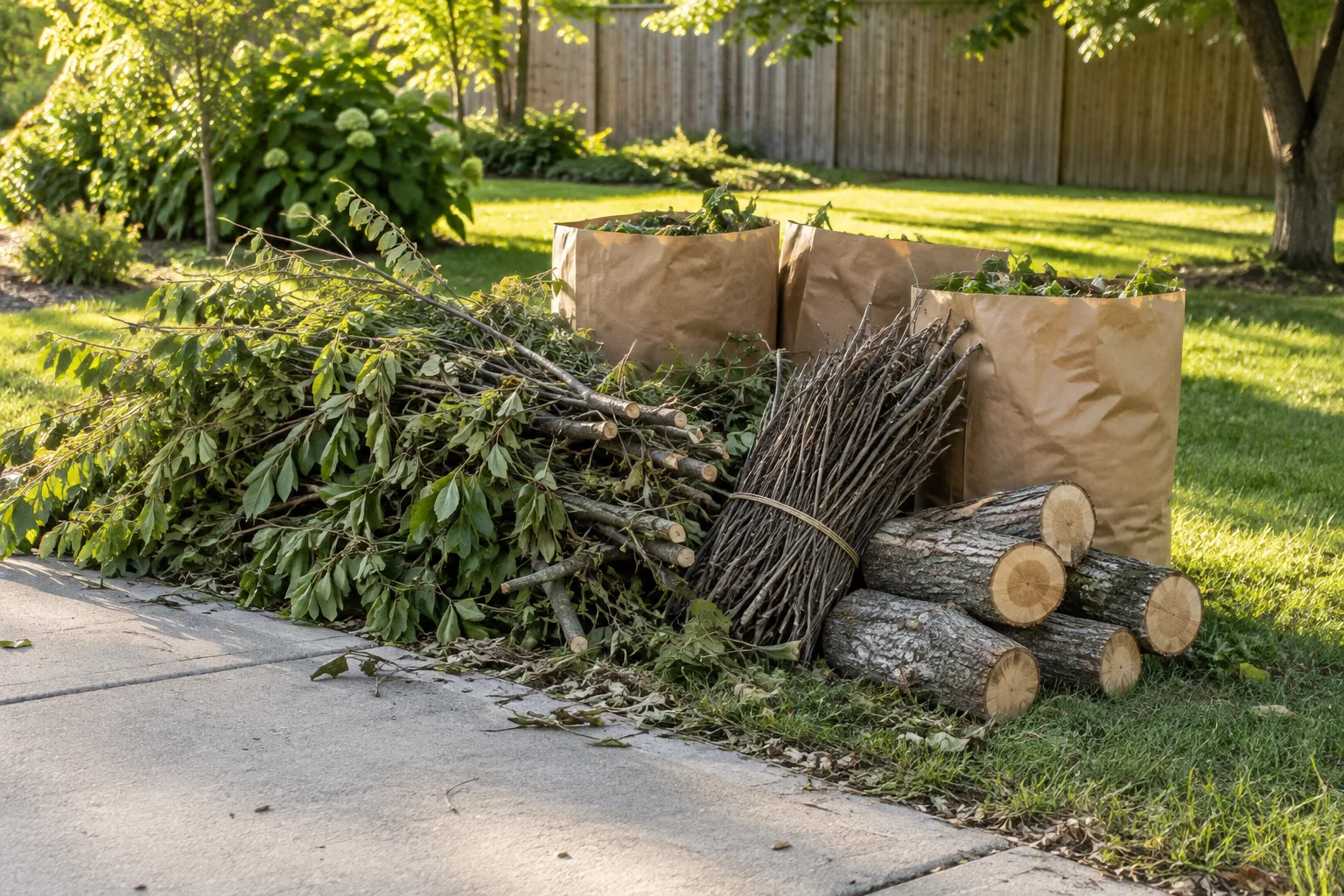 Branches and yard waste ready for collection